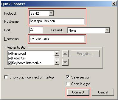 Quick Connect Window